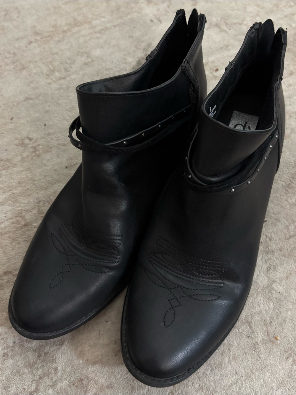 DV by Dolce Vita Black Studded Western Ankle Boots